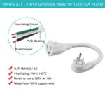 [3 Pack] Flat Wall Plug Short Power Extension Cord – 6inch Mini White Low Profile Flat Head Small Appliance Power Supply AC Cord, 1625W 16AWG Household 3 Prong Indoor Grounded Short Extension Cord