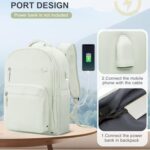 Travel Carry on Backpack, Aesthetic Laptop Backpack Purse for Women Men Airline Approved, Waterproof Personal Item Size Backpack Casual Daypacks for College, Business with USB Charging Port, White
