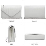 Dasein Womens Evening Bag Pleated Envelope Clutch Handbag Wedding Party Bridal Purse (2-Glitter White)