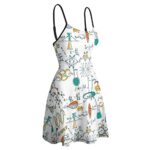 Women Summer Dress Casual Sundresses A Line Dress Adjustable Spaghetti Strap Swing Dress for Daily Wear, compatible with Science Lab Objects Education Scientific Formulas Biology Chemistry White