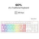 MageGee Portable 60% Mechanical Gaming Keyboard, Red Switch, PBT Pudding Keycaps RGB Backlit Compact 68 Keys Mini Wired Office Keyboard for Windows Laptop PC – White