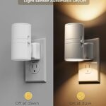 Night Light Plug in, LOHAS Modern Night Light with Light Sensor, 0-100LM, Soft White 3000K, Dimmable Night Lights with White Shade for Hallway Bedroom Stairway, 2 Pack
