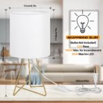 BesLowe Bedside Table Lamps Set of 2, Small Nightstand Lamp for Bedroom, Brass Metal Modern Simple Desk Lamps with White Fabric Lampshade and ON/Off Switch for Kids Living Room Office Working