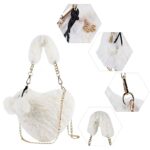 SUKUTU Faux Fur Purse Women’s Heart Shaped Evening Handbags Small Cute Phone Crossbody Bag Clutches for Girls