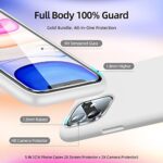 JTWIE [5 in 1 for iPhone 11 Case 6.1 inch, with 2 Pack Screen Protector + 2 Pack Camera Lens Protector, Liquid Silicone Slim Shockproof Protective Phone Case [Microfiber Lining]… (White)
