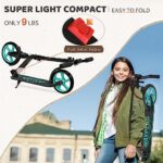WAYPLUS Aquas Kick Scooter for Kids, Teens & Adults – Foldable, Lightweight, 8-Inch Non-Slip Deck, ABEC9 Bearings, Adjustable Height, Lifetime Service
