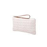 Akuihizo Straw Clutch Bag for Women Straw Handbag Beach Straw Bag Bohemian Zipper Wristlet Bag Beach Straw Purse (White)