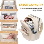 AMYGEM Laptop Backpack Travel Backpack for women, Water Resistant college Computer Back Pack with USB Charging Port for Teacher Nurse, Fits for 15.6 Inch Laptop,Off White