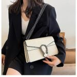 Leather Shoulder Bag Chain Purse for Women – Fashion Crossbody Bags Vintage Snake Print Underarm Bag Square Satchel Clutch Handbag?White?
