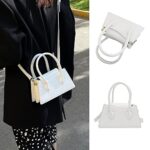 Cute Small Crossbody Purses for Women Girls Trendy Tiny Purse Top Handle Bag Crocodile Satchels Handbag White