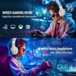 G9000Pro Gaming Headset for PC PS4 PS5 Nintendo Switch Xbox One,Bluetooth Wireless Over Ear Headphones for Phone, with Detachable Microphone 3.5mm Wired Gaming Headset (Beige)