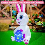 5Ft Easter Inflatables with LED Lights,Easter White Bunny Blow Up Cute Decor Clearance for Indoor Outdoor Home/Holiday/Party/Yard/Lawn(White)