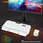 Wireless Keyboard and Mouse Combo – RGB Backlit,Rechargeable Wireless Keyboard,Wrist Rest Ergonomic,Backlit Mouse,Wireless Gaming Keyboard and Mouse,Long-Lasting Built-in Battery (White)
