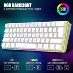 RedThunder 60% Wireless Gaming Keyboard and Mouse Combo, 2500mAh Rechargeable Battery, Ultra-Compact Small RGB Mechanical Feel Keyboard, Lightweight Honeycomb Optical Mouse for Gaming/Business, White