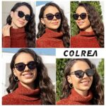 Colrea Trendy Cat Eye Sunglasses for Women Fashion Cateye UV400 Protection Glasses CL22017 (Black Lens/Black Frame)