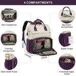LOVEVOOK Laptop Backpack Purse for Women, 17 Inch Computer Business Stylish Backpacks, Doctor Nurse Bags for Work, Casual Daypack Backpack with USB Port, White-Dark Purple