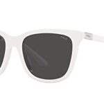Polo Ralph Lauren Womens Ph4201u Universal Fit Square Sunglasses, Shiny White/Dark Grey, 55 mm