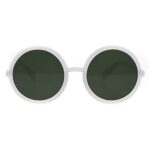 SA106 Womens Wizard Round Circle Lens Plastic Mod Fashion Sunglasses White Green