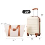 Merax Carry on Luggage 20 IN White and Brown Suitcase Set 2 Piece Small Luggage with Bag