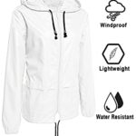 Avoogue Lightweight Raincoat Women’s Waterproof Windbreaker Packable Outdoor Hooded Rain Jacket White M