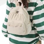 MININAI Aesthetic Backpack Mini Classic Corduroy College Backpack for Women Cute Retro Grunge Backpack Casual Daypack (One Size,White)
