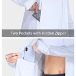 BALEAF Women’s Long Sleeve Running Shirts UPF 50+ Sun Protection Full Zip Athletic Jackets Lightweight Zipper Pockets White Size L