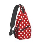 Gelxicu Cute Red White Polka Dot Sling Backpack,Travel Hiking Daypack Crossbody Shoulder Bag for Women Men