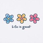 Life is Good Women’s Standard Autumn Season Cotton Tee Crewneck Graphic Long Sleeve T-Shirt, Three Daisies, Cloud White, Large