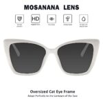 mosanana White Cat Eye Sunglasses for Women Oversized Big Large Cateye Trendy Cute Funky Fashion Cool Aesthetic Chunky 2023 Retro Vintage Stylish Glam