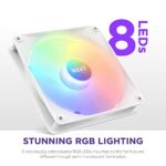NZXT F140 RGB Core Twin Pack – 2 x 140mm Hub-Mounted RGB Fans with RGB Controller – 8 Individually-Addressable LEDs – Semi-Translucent Blades – High Static Pressure & Airflow – CAM Software – White