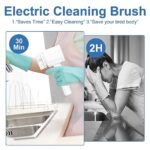 Electric Rotary Scrubber with 4 Brushes and 3 Adjustable speeds for bathrooms, Kitchens, Walls, ovens, Dishes, Tiles, bathtubs, Floors, Windows (White)