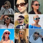 MASDUN Y2k Sunglasses Women and Men Square Trendy Show shades Retro fashion vogue UV Protection sunglasses (White)