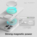 elago Magnetic Silicone Case Compatible with iPhone 15 Pro Case 6.1 Inch Compatible with All MagSafe Accessories – Built-in Magnets, Soft Grip Silicone, Shockproof (White)