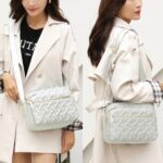 Medium Nylon Crossbody Purse Off White Crossbody Bags for Women Travel Shoulder Bag Fashion Quilted Cross Body Bags Handbags Designer Trendy Crossbody Purses