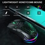 SOLAKAKA SM600 Wireless Gaming Mouse with Tri-Modes(BT5.1+BT5.1+2.4G),Rechargeable RGB Wireless Mouse with Honeycomb Shell,Side Buttons Computer Gaming Mice,Black