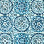 Indoor Outdoor Set of 4 (2-17?x17? Square and 20?x12?) Decorative Lumbar Toss Throw Pillow Weather Resistant – Wheel Indigo – Blue, Ivory, Large Sundial