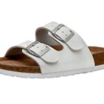 CUSHIONAIRE Women’s Lane Cork Footbed Sandal With +Comfort, White, 11