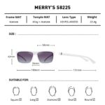 MERRY’S Rectangular Polarized Sports Sunglasses for Men Women Cycling Driving Fishing UV400 Protection S8225