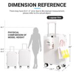 YANQIAO Carry-on Luggage with Cup Holder & USB Charging Port, Hard Side Luggage with Spinner Wheels, Lightweight Luggage for Travel, Business, School (White, Carry-On 20-Inch)