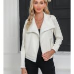 luvamia Blazers for Women White Shacket Trendy Clothes for Women Jacket Womens Fashion White Blazer Jackets for Women White Leather Jacket Bright White Medium Size 8 Size 10