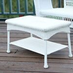 Jeco Wicker Patio Love Seat and Coffee Table Set without Cushion, White