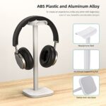MANMUVIMO Headphone Stand, Desktop Headset Holder Heavy Base Desk Earphone Stand Aluminum Gaming Headset Hanger Rack Compatible with AirPods Max, AirPods Pro, Sony, Beats, Bose, Razer (White)