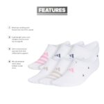 adidas Women’s Superlite 3.0 Super No Show Athletic Socks (6-Pair) Ultra Low-Profile with Targeted Cushion, White/Preloved Ink Blue/Bliss Pink, Medium