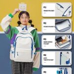 BOXSAM Lightweight Backpack for Women, Large Laptop Travel Backpack Casual Daypack College Bag Rucksack for Men. White