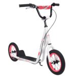 BALINGE 12 Inch Big Wheel Kick Scooter Youth Scooter for Kids/Youth/Adults/Teen 2 * 12″ Wheels Ride On Toy for Age 5+?Adjustable Height Scooter for Kids with Rear Steel V Brake?White