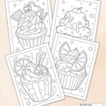 Sweet Cupcakes: Fun And Easy Coloring Book of Cute Yummy Sweets for Kids Boys Girls