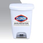 Glad 13 Gallon Trash Can | Plastic Kitchen Waste Bin with Odor Protection of Lid | Hands Free with Step On Foot Pedal and Garbage Bag Rings, 13 Gallon, White