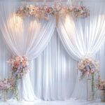 10 Panels White Backdrop Curtain for Parties Wedding Wrinkle Free White Photo Curtains Backdrops Drapes Fabric Decoration for Baby Shower Birthday Party 50ft(W) x 10ft(H)