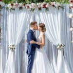 10x10ft Wrinkle Free White Backdrop Curtain for Parties Soft Fabric Drapes Wedding White Curtain Backdrop for Birthday Party Decorations Background for Photography 5x10ft, 2 Panels