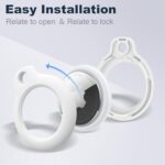 MOLOSLEEVE Airtag Holder Air Tag Case with Keychain, Anti-Scratch Airtags Key Chain for Apple Air Tags, Airtag Accessories for GPS Item Finder Tracker, White